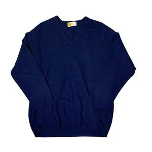 Vintage Macpherson Knitwear 100% Cashmere Classic Navy Blue Sweater Men's Size L
